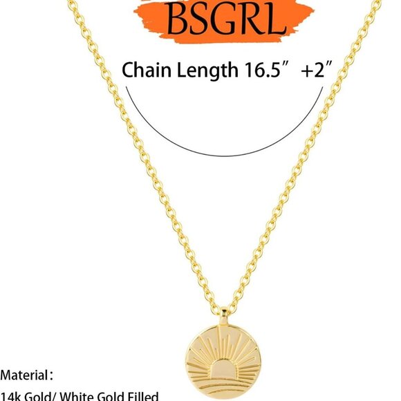 Gold Necklace: 14K Gold Plated Softball Necklace Dainty Sun Simple Italian Horn - Picture 6 of 7